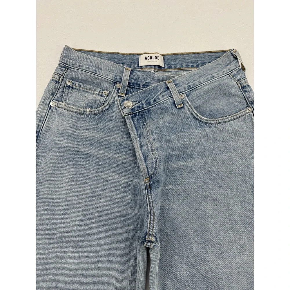 Agolde Criss Cross Jeans Womens Size 26 Blue Light Wash Denim Button Fly USA - Picture 6 of 11